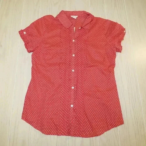 American Eagle Outfitters Womens Red Polka Dot Short Sleeve Short NWT - Picture 5 of 12